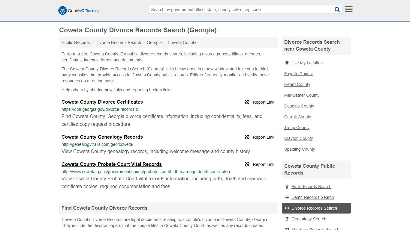 Coweta County Divorce Records Search (Georgia) - County Office